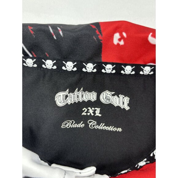 Tattoo Golf Blade Collection Polo Shirt Men's 2XL Red Skull Crossed Golf Clubs - Picture 4 of 8